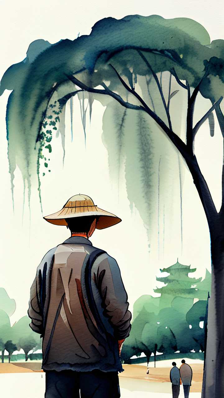 植树插画画面简约