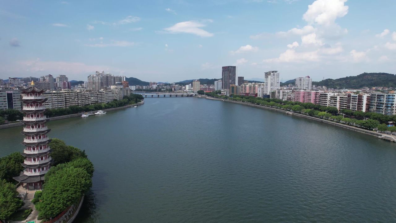 广东韶关城市风光地标建筑航拍 