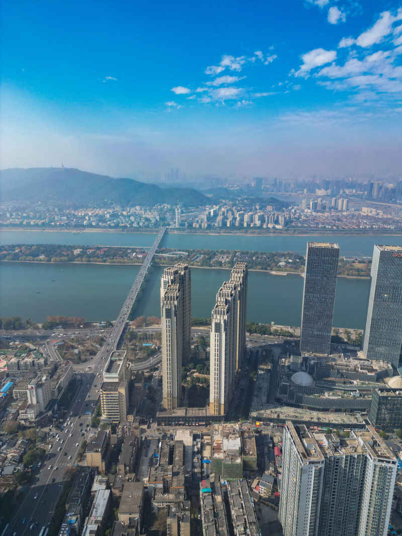 湖南长沙城市风光航拍摄影图 