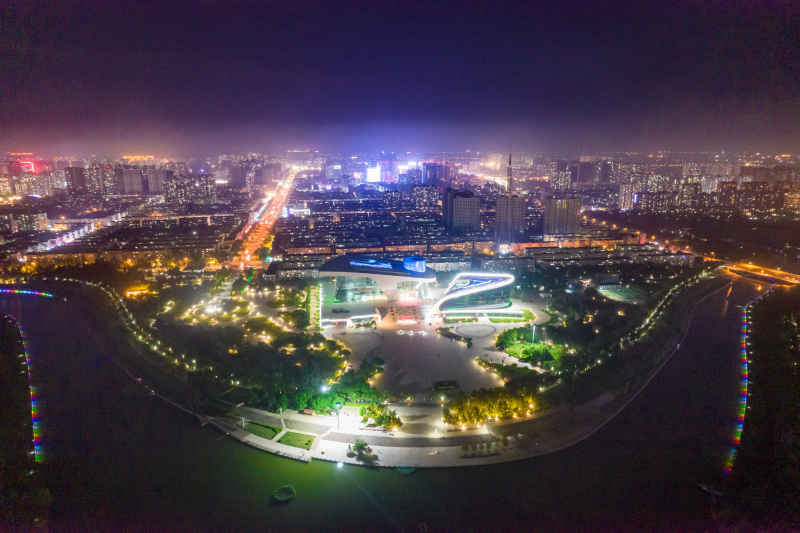 河北衡水城市夜景灯光航拍摄影图