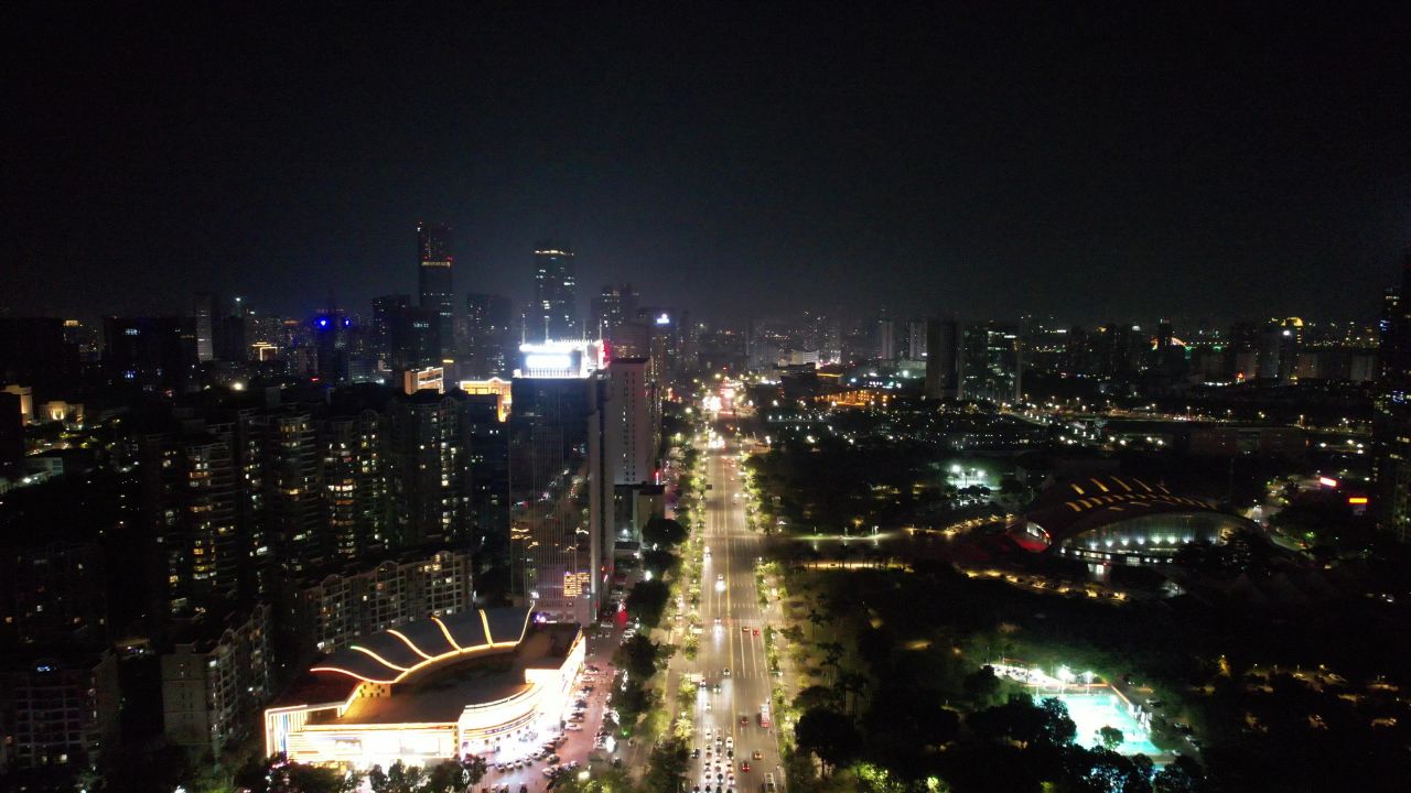 广东惠州城市夜景灯光航拍