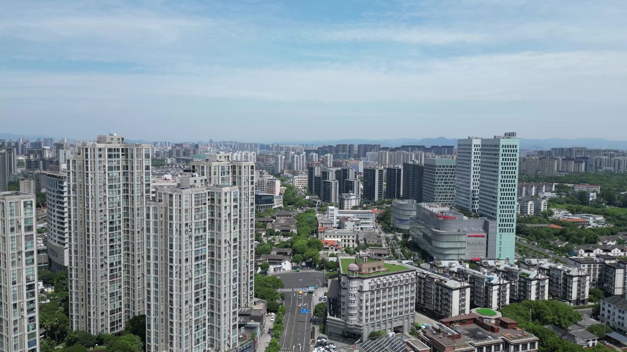 航拍浙江宁波城市风光宁波建设 