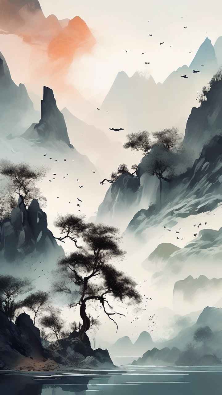 国风山水画背景插画 47