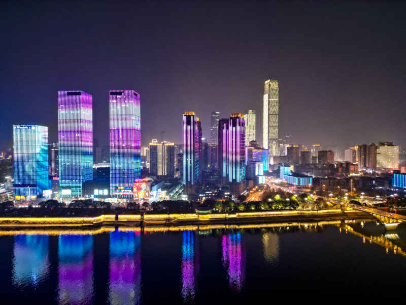 湖南长沙城市建筑高楼交通航拍摄影图