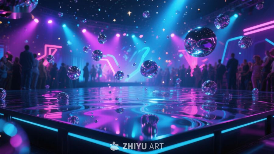 霓虹灯光下的未来派舞池 299