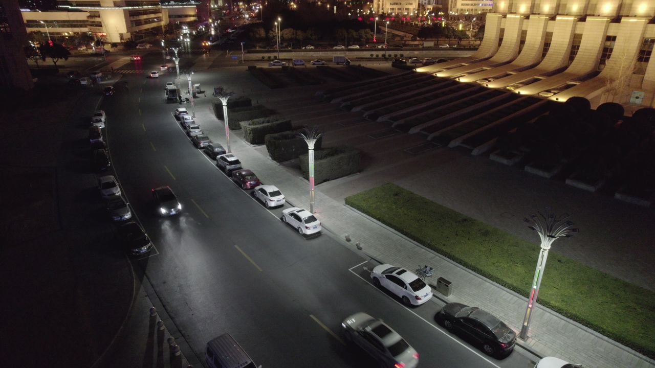 夜晚公路航拍