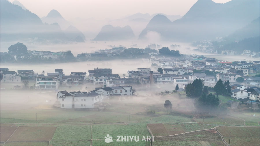 水墨画般的乡村晨景 16