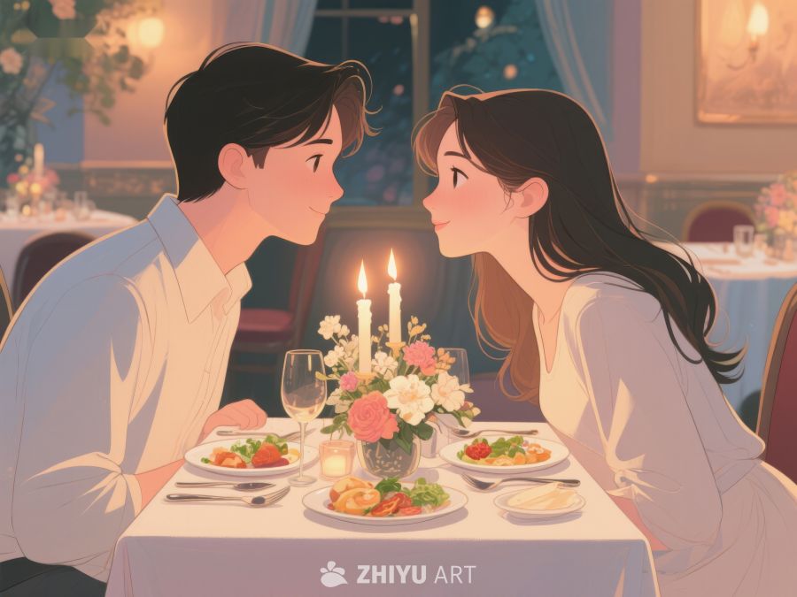 情侣在浪漫餐厅共进晚餐 557