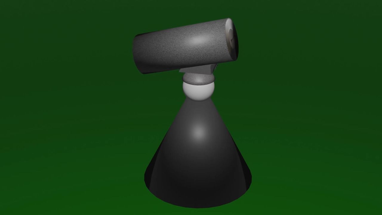 无限循环监控摄像头旋转动画纯绿色背景固定镜头，无缝循环3D摄像机360度旋转绿屏抠像合成元素