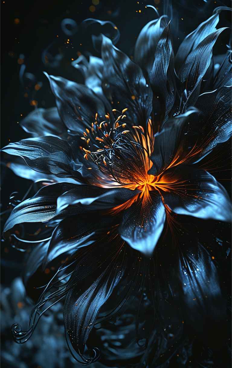 一朵黑色艺术花，花瓣散发着神秘的气息 4