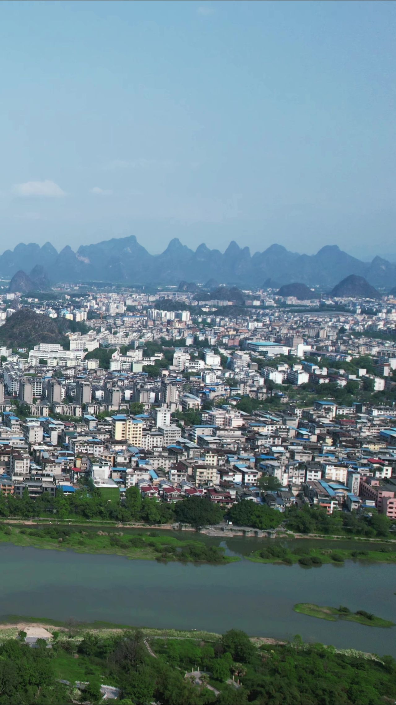 桂林城市风光竖屏航拍