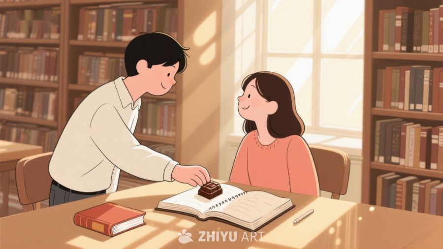 图书馆中两人共读温馨场景 336