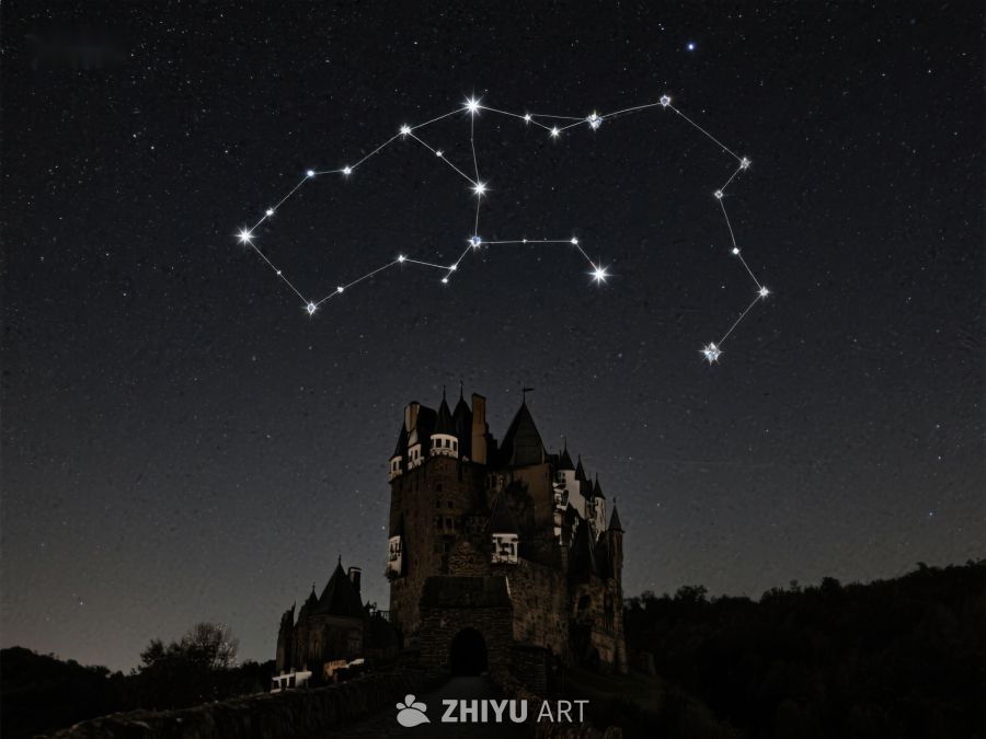 夜空下的古堡与星座 314
