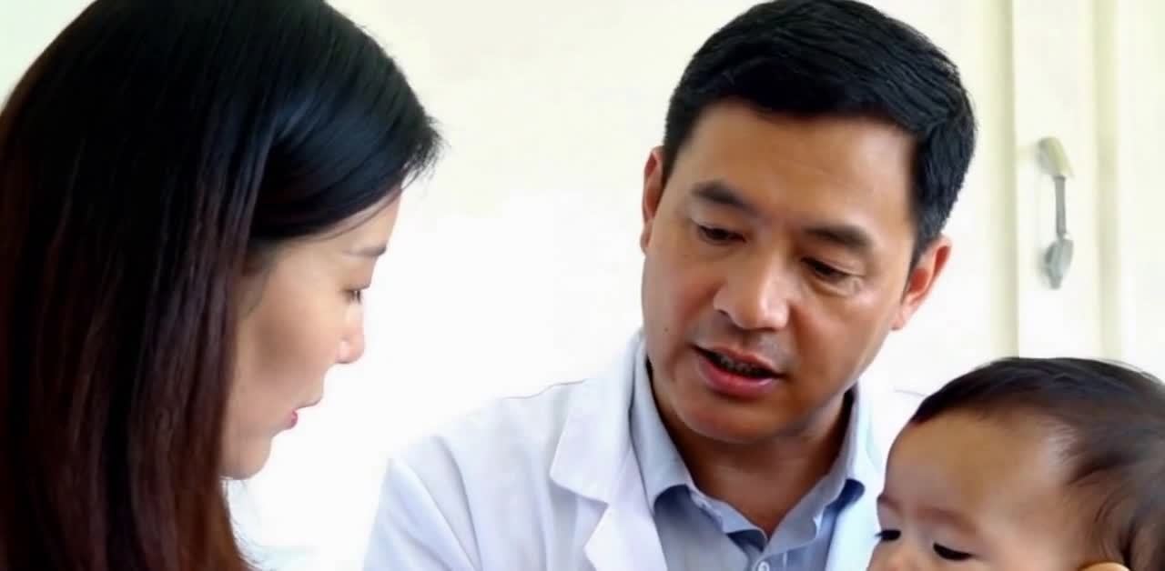 医生向母亲和婴儿解释病情