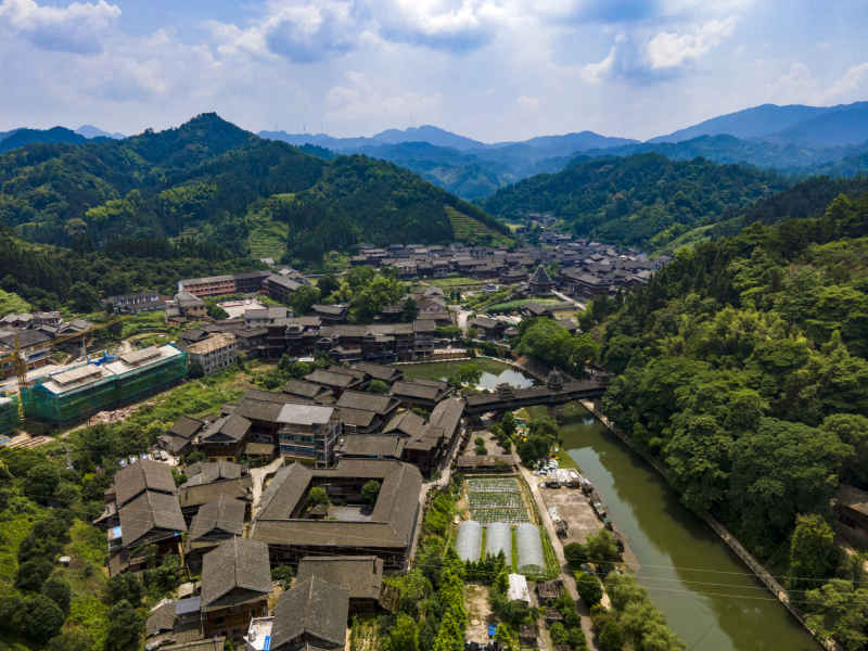湖南新晃皇都侗寨4A景区航拍摄影图