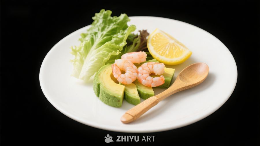 虾仁牛油果沙拉配柠檬