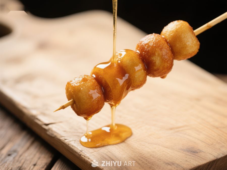 蜂蜜淋洒在串烧丸子上 244