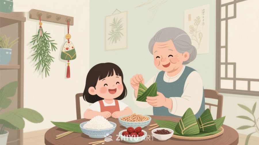 祖孙共度端午，包粽子温馨时刻 550