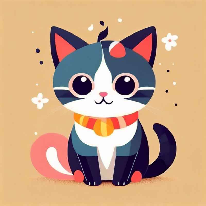 小花猫唯美插画 55