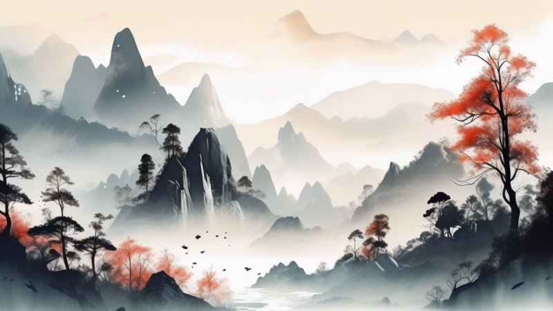 国潮山水插画风景图 52