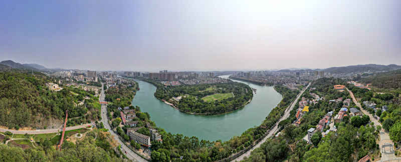 广西百色城市风光航拍全景图