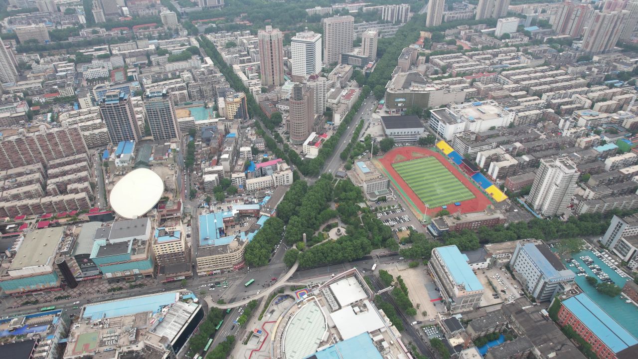 河南郑州老城区航拍