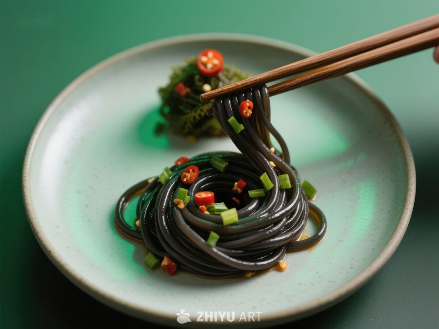 筷子夹起酸辣蕨根粉 716