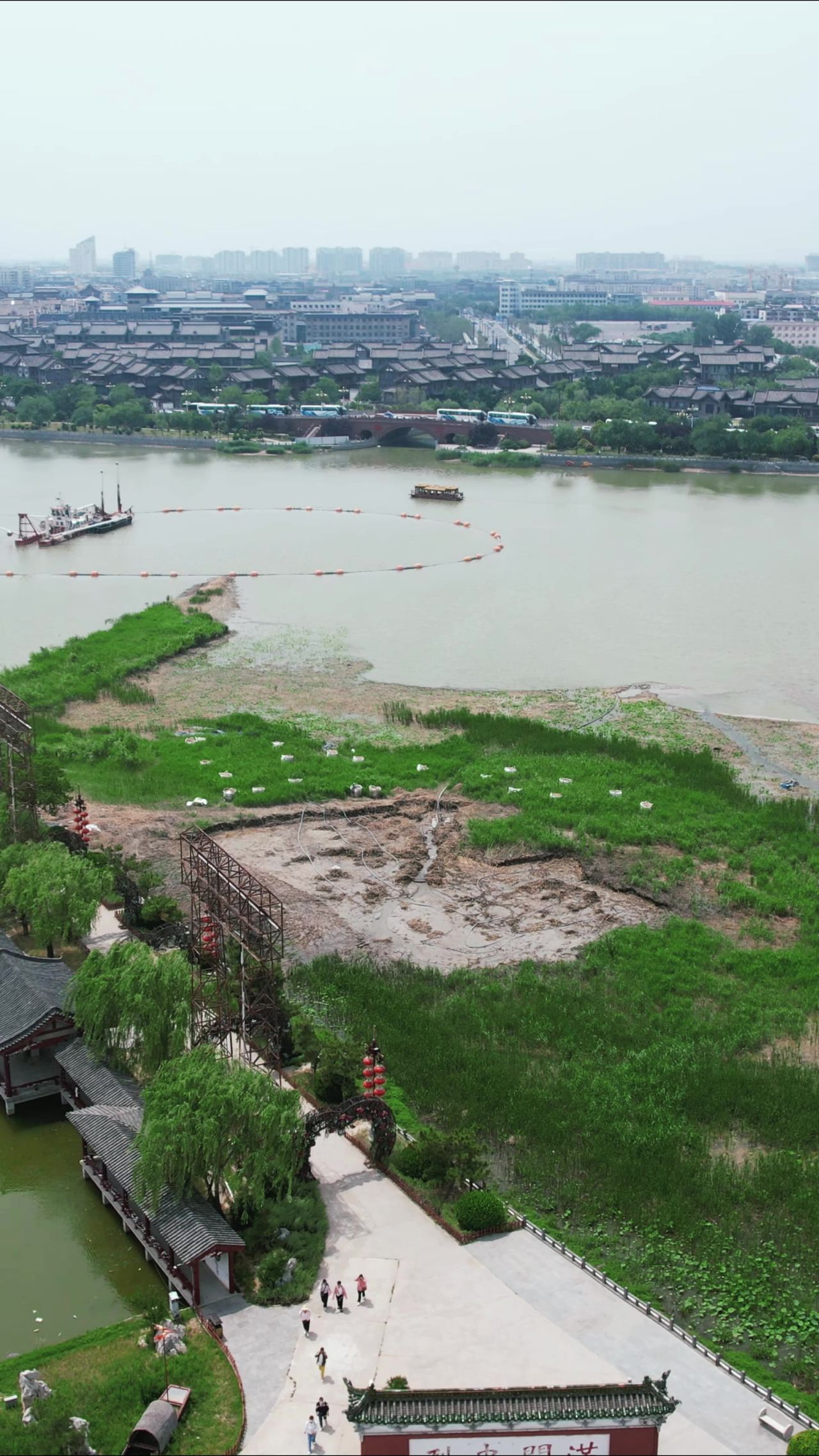河南开封城市风光旅游景区航拍 