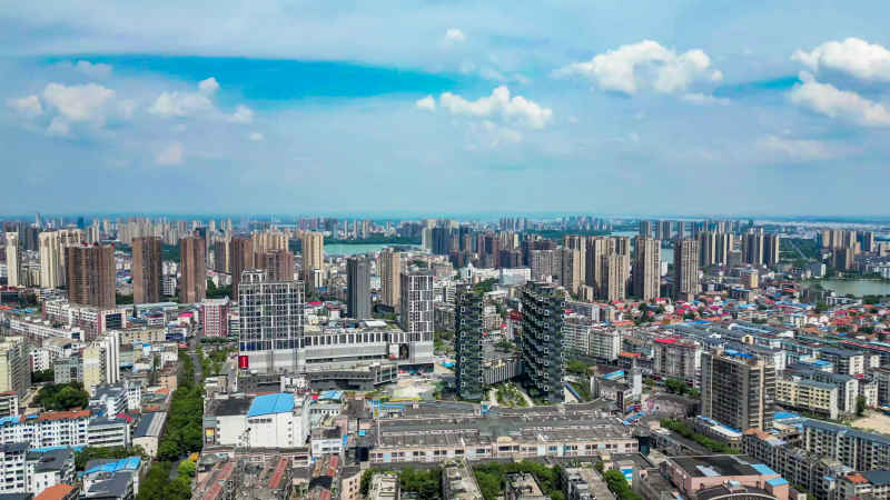 湖北鄂州城市风光航拍摄影图