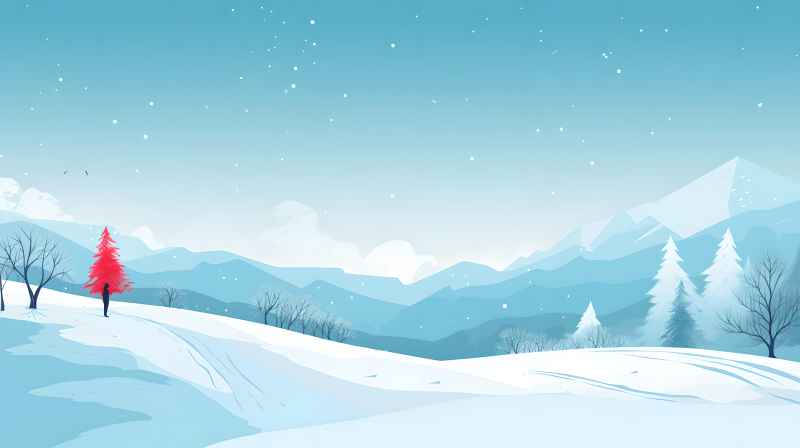 冬季唯美雪景创业插画 81