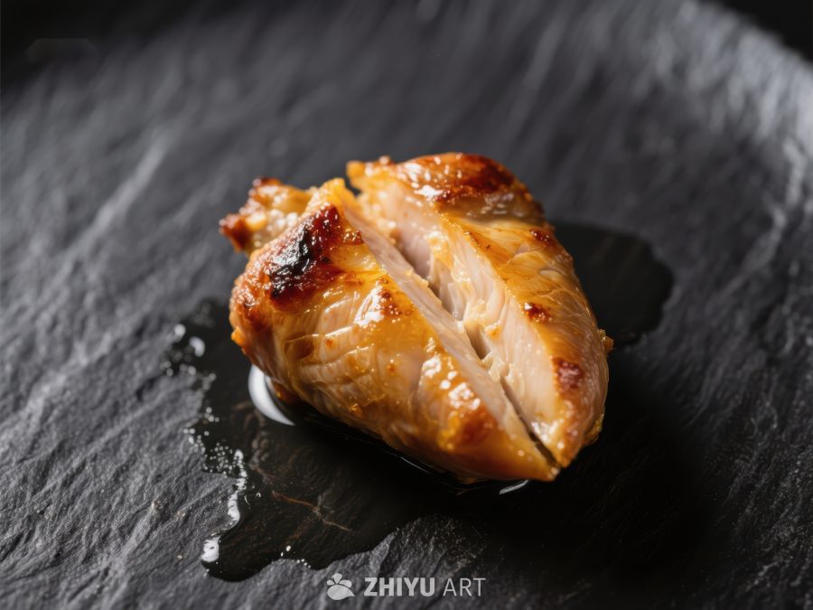 烤鸡腿特写，表面金黄诱人