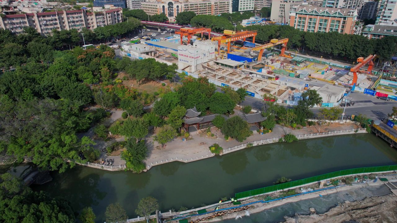 航拍福州打铁港公园