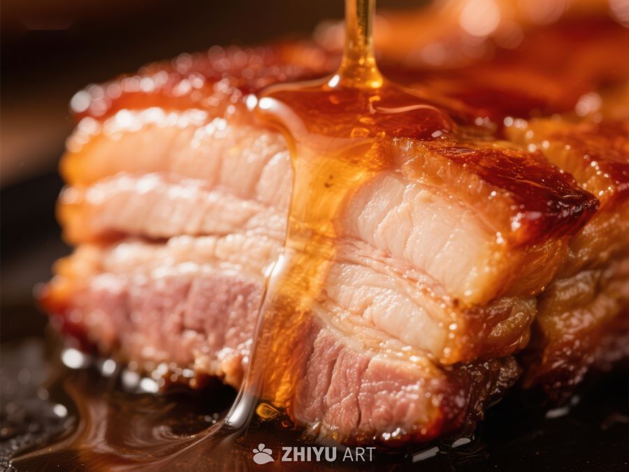 蜜汁浇灌的烤肉特写