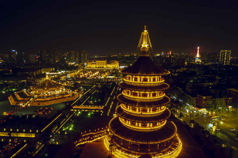航拍洛阳-洛阳天堂名堂应天门景区