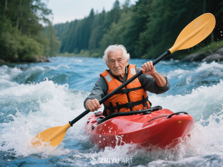 老人激流中划皮艇 411