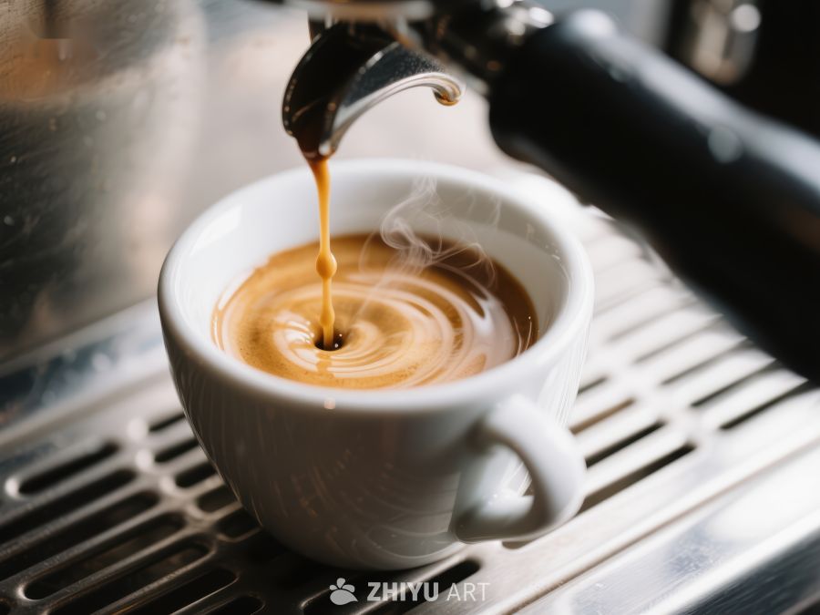 咖啡机倾注浓郁咖啡入杯 554