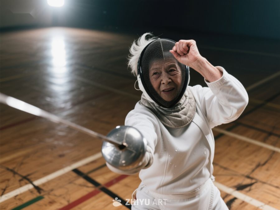 老年女性击剑训练瞬间 240