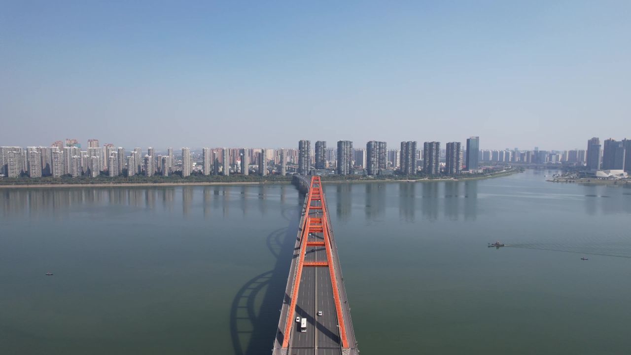 湖南长沙湘江福元路大桥航拍