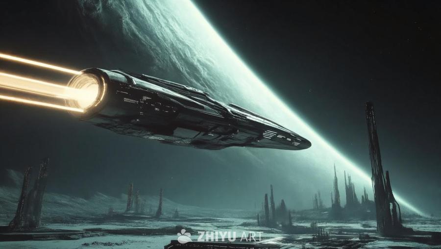 一艘星际飞船从空间站起飞，加速进入超空间。飞船的金