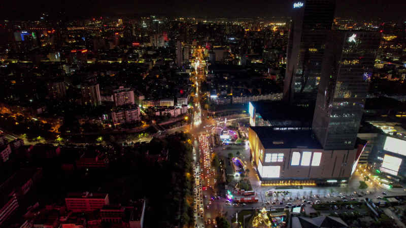 云南昆明城市风光交通航拍图 