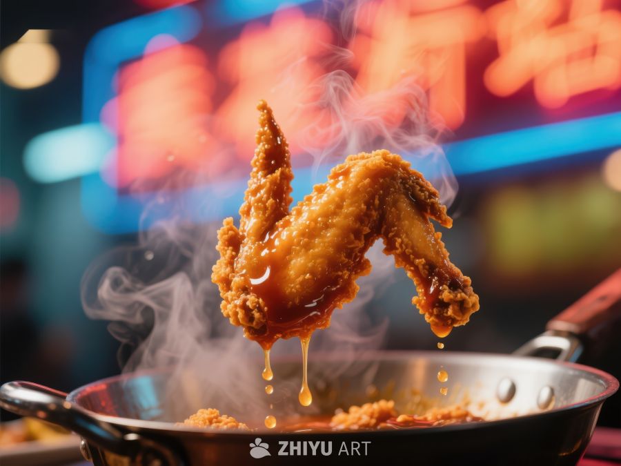 热气腾腾的炸鸡翅