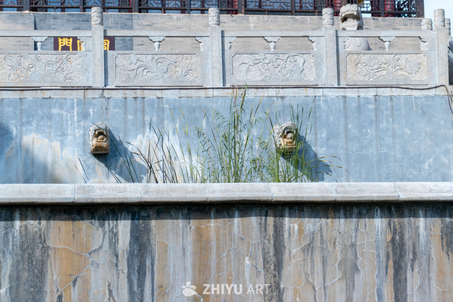 古墙青苔石雕景