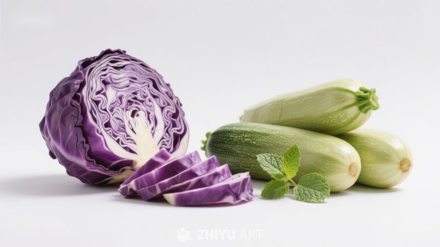 紫甘蓝与西葫芦的清新组合