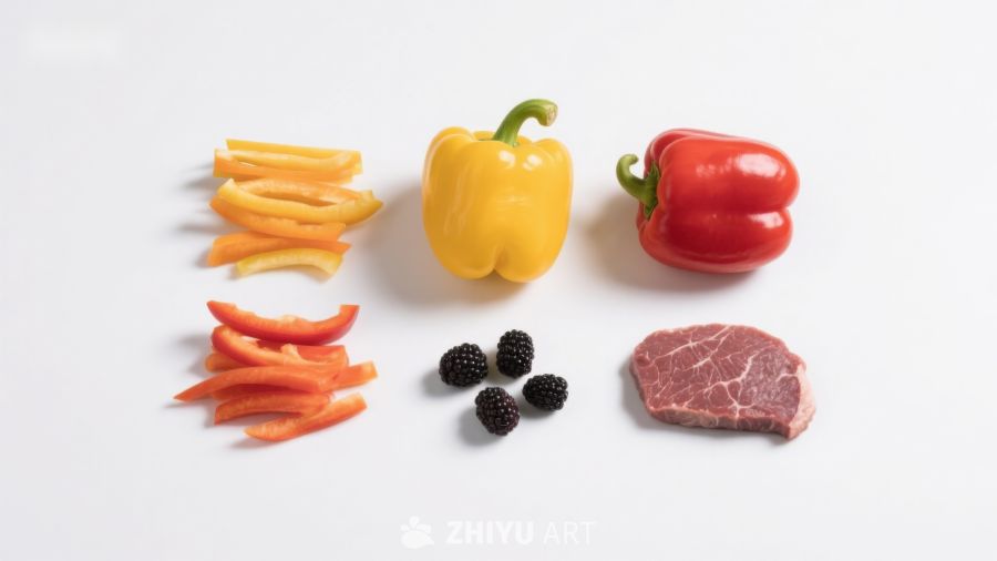 多种食材静物摆拍