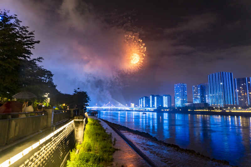 福建福州城市烟花灯光秀