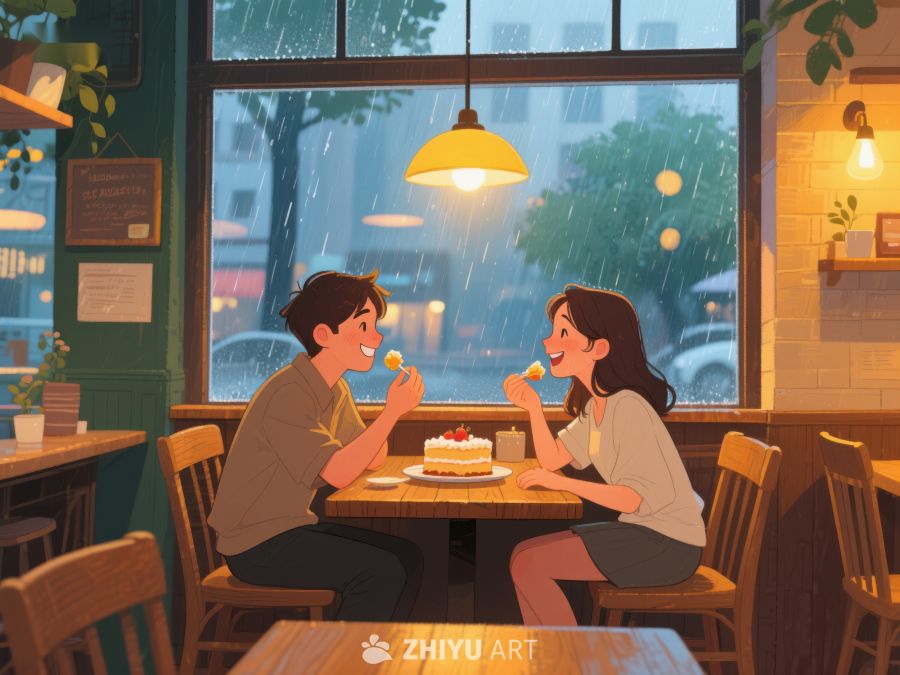 雨夜咖啡馆里的甜蜜时光 1069