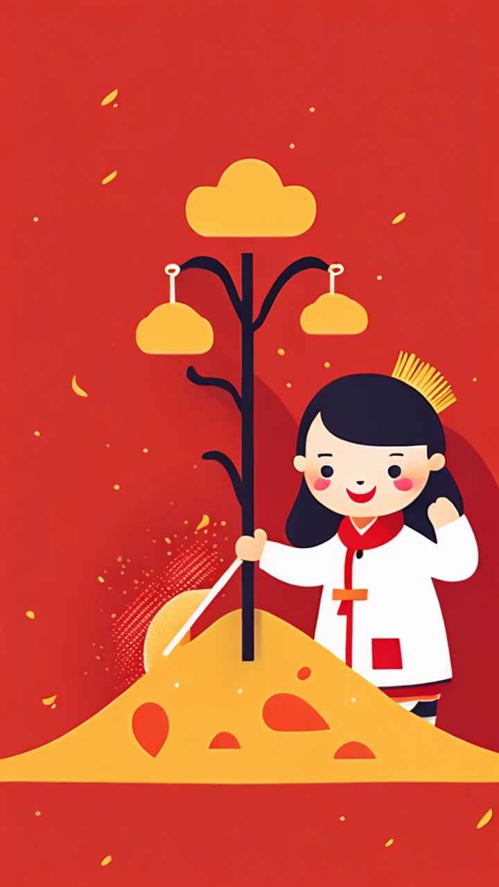 春节新春扫尘简约插画背景 55