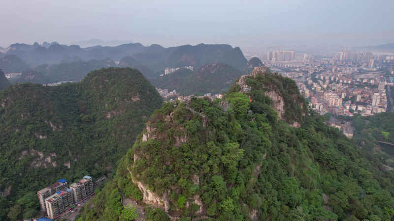 航拍广西柳州马鞍山公园