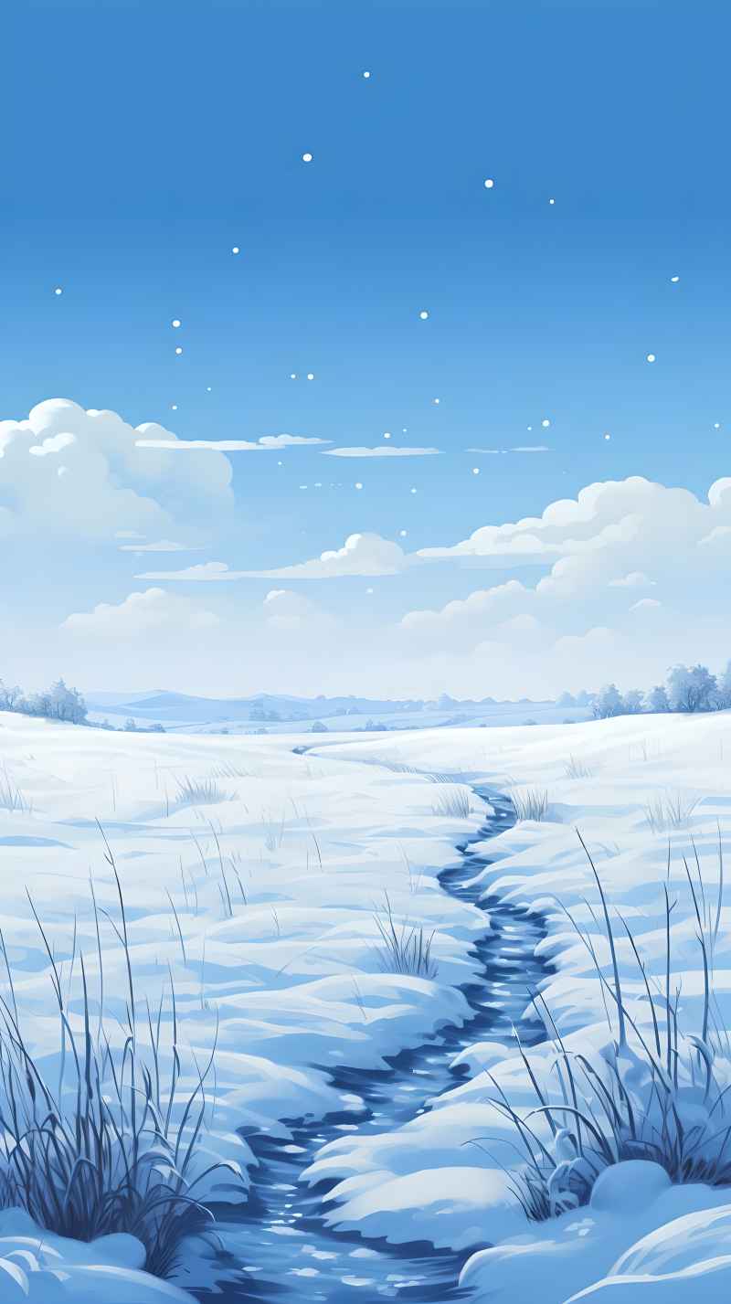 冬季唯美创意背景插画图 36