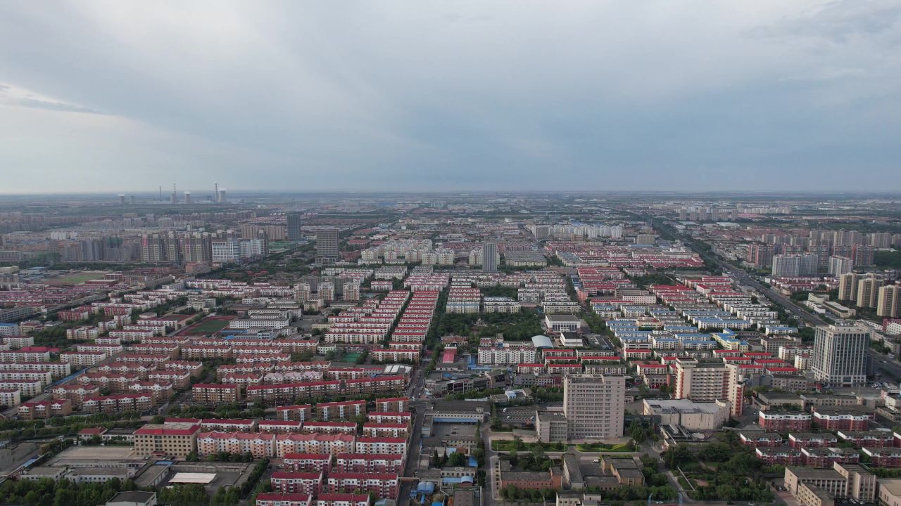 山东东营城市建设地标建筑航拍 
